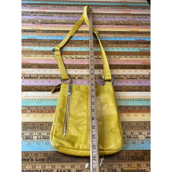 Vintage HOBO Int Crossbody Purse Vibrant Yellow Leather Silver Hardware Bag - Picture 6 of 11